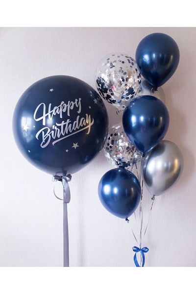 renk party بالون أزرق داكن معدني مقاس 12 بوصة - 50 قطعة