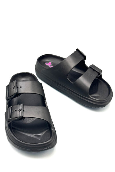 Moda Anna Sermoda Eva Літні капці - Подвійна застібка, Легкі, Для пляжу та басейну, Чорні