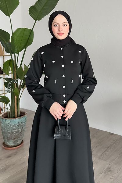 InStyle Μαύρο κοστούμι με πέτρινη φούστα κατάδυσης
