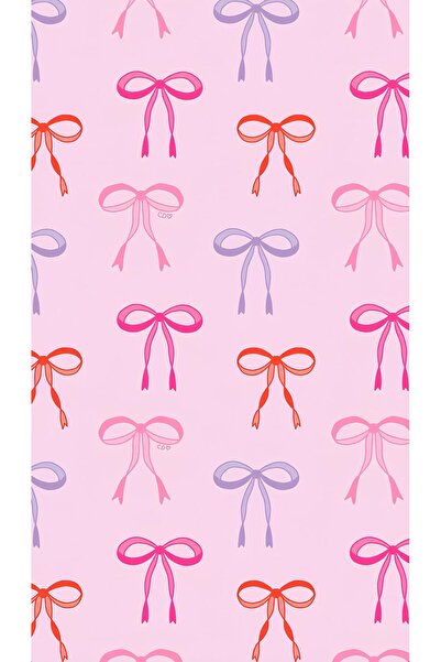 Rana İkra Art Pembe Fiyonk Temalı Hediye Paketi Kağıdı (10 Adet) (32,9*50 cm)