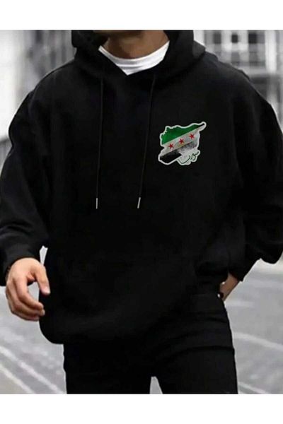 FULL TOLERANCE Universe Winter Sweatshirt - Syrian Flag Printed, Oversize, Thick Hooded Hoodie, 3 Thread