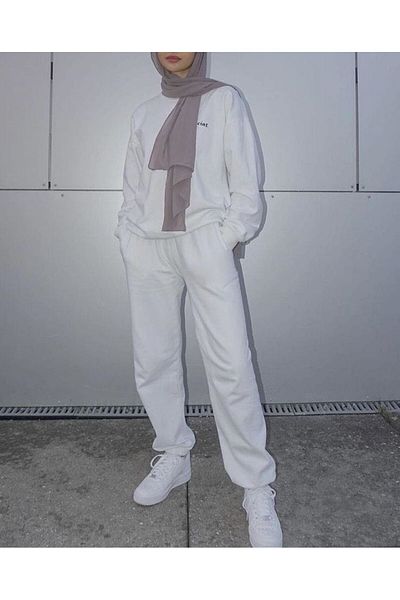 FUNSTYLE Γυναικείο Hijab Rubber Leg Λευκό Φούτερ