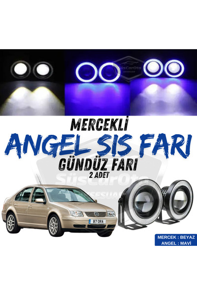 caralp Vw Bora 1998-2006 Uyumlu Mercekli Angel Sis Farı Metal 76 mm Mavi Halk...