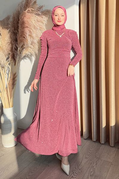 InStyle Ασημί Διπλό Μπουφάν Ροζ Φόρεμα