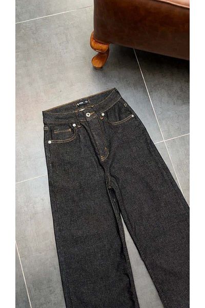 Maldia Shop Women's High Waist Oversize Lycra Comfort Spanish Leg Anthracite Jeans