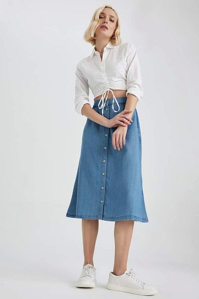 DeFacto Z1722 A-line Jean Midi Skirt