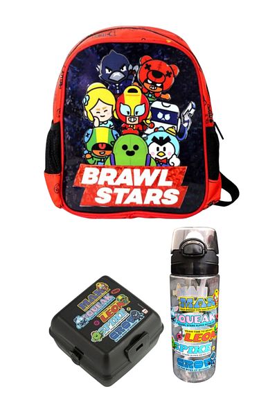 BRAWL STARS Geantă de grădiniță cu licență cu 4 compartimente - cutie de prânz și sticlă de apă de 500 ml Ddcq 219662