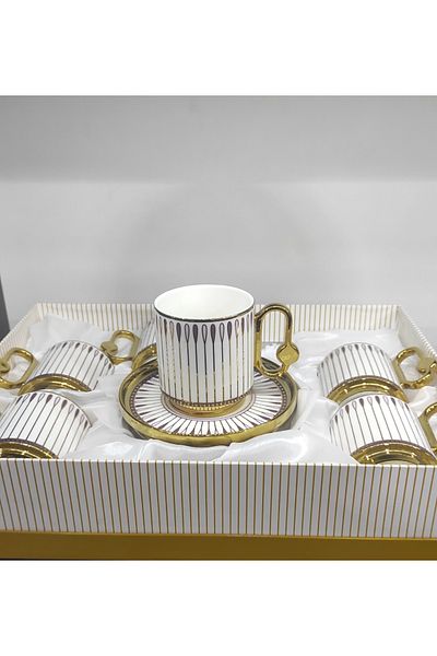 Kosova Porcelain Magestic 6 Person Nescafe Tea Cup Set (Pink)