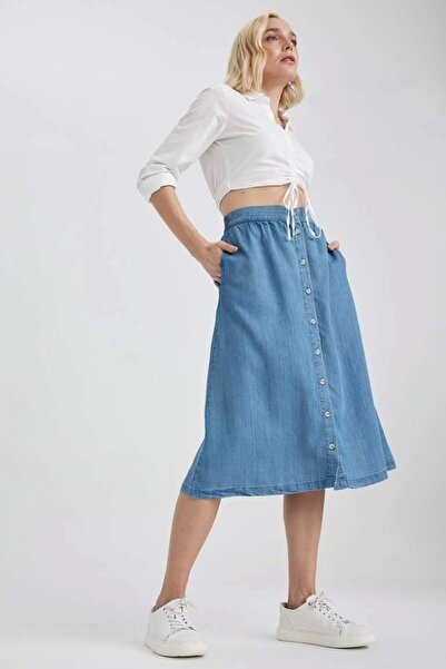 DeFacto Z1722 A-line Jean Midi Skirt