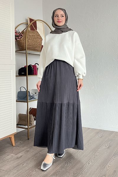 InStyle Fusta plisată Scuba Crepe Antracit