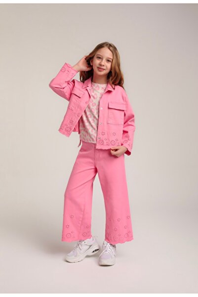 Escabel σετ παντελόνι και παλτό από λινό για κορίτσια