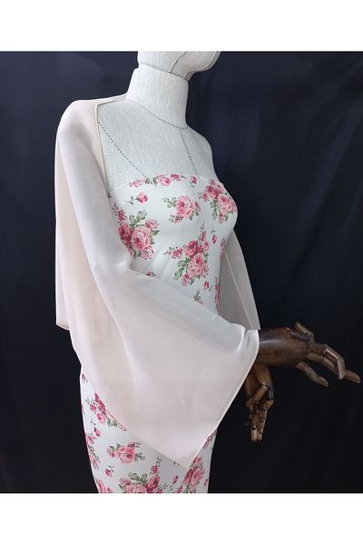 Qrsln Beige Amylee Chiffon Sleeve Shawl