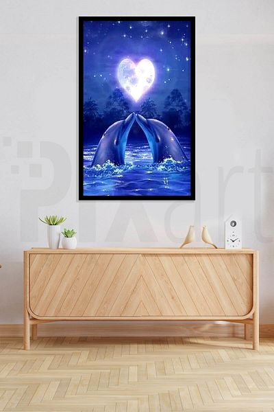 pixartsanat Dolphins 30*40cm Pixart Art Diamond Mosaic Painting Diamond Turkey