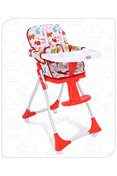 Babyhug كرسي مرتفع للأطفال مع مسند للقدمين بطبعة حيوانية من بلوم - أحمر