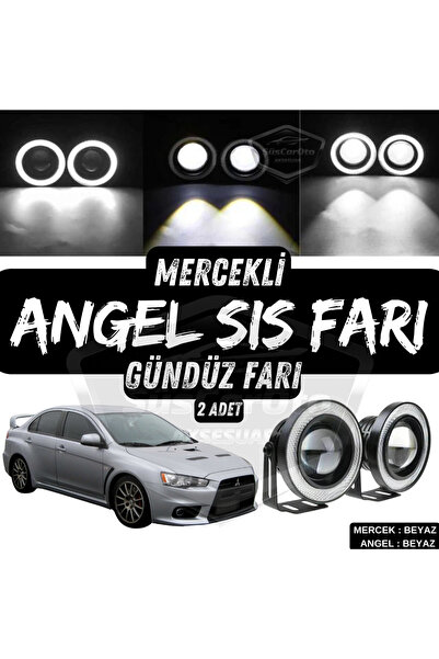 caralp Mitsubishi Lancer 2007-2014 Uyumlu Mercekli Angel Sis Farı Metal 76mm ...