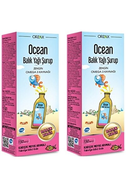 Ocean Orzax Balık Yağı Şurubu Karışık Meyve Aromalı Şurup 150 Ml 2 Kutu