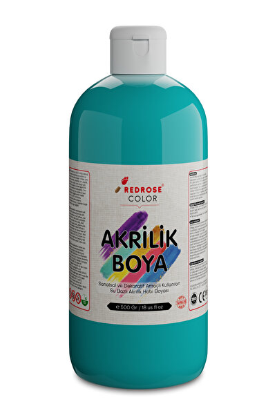 REDROSE COLOR Turkuaz Akrilik Boya 500 gr Sanatsal, Dekoratif, Hobi Amaçlı, C...