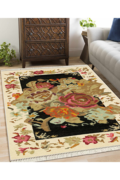 Modern home Yıkanabilir Kaymaz Dot Keçe Tabanlı Salon Halısı Yıkanabilir Halı...