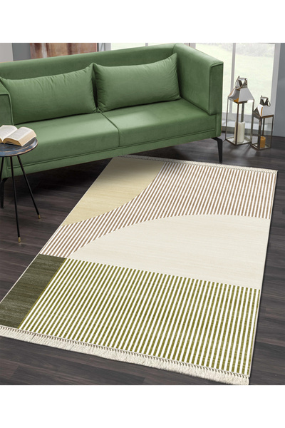 Modern home Yıkanabilir Kaymaz Dot Keçe Tabanlı Salon Halısı Yıkanabilir Halı...