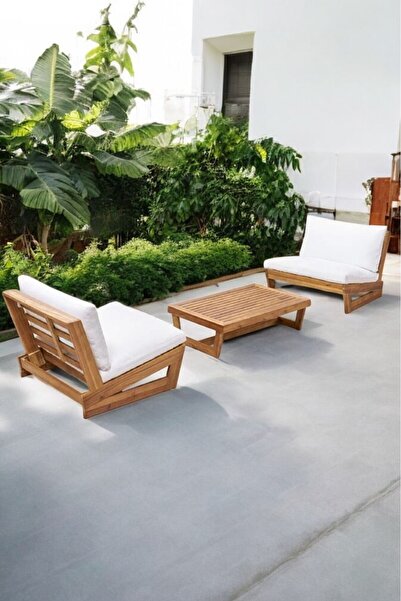 zerkaconcept Conforlove Bahçe Balkon Masif Kayın Ahşap Koltuk 2 Adet Tekli Ko...