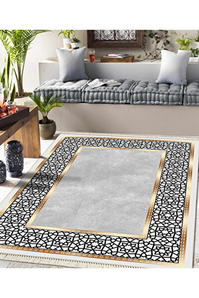 Modern home Yıkanabilir Kaymaz Dot Keçe Tabanlı Salon Halısı Yıkanabilir Halı...