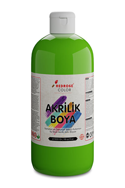 REDROSE COLOR Açık Yeşil Akrilik Boya 500gr, Dekoratif Hobi Amaçlı Sanatsal C...