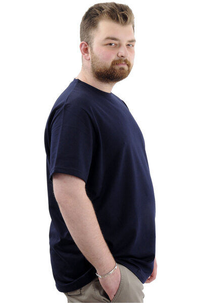 ModeXL Чоловіча футболка - Mode XL, великий розмір, базова лікра, велосипедна горловина, темно-синя STAY U24071