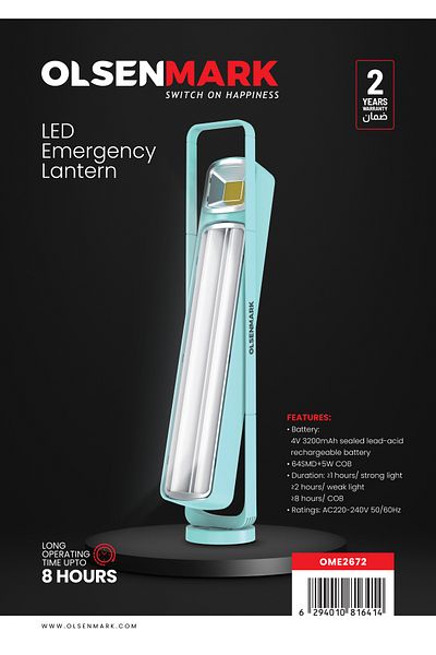 Olsenmark Rechargeable LED Emergency Lantern, 160 Pcs LED