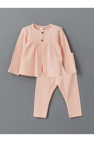 LC Waikiki Lcw Baby Pink Crew Neck Baby Girl Suit 3 Pieces