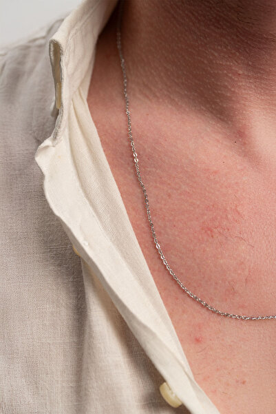 Fjellor Remus, Erkek Zarif İnce Forse Zincir Paslanmaz Çelik Gümüş Renk Kolye