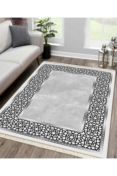 Modern home Yıkanabilir Kaymaz Dot Keçe Tabanlı Salon Halısı Yıkanabilir Halı...