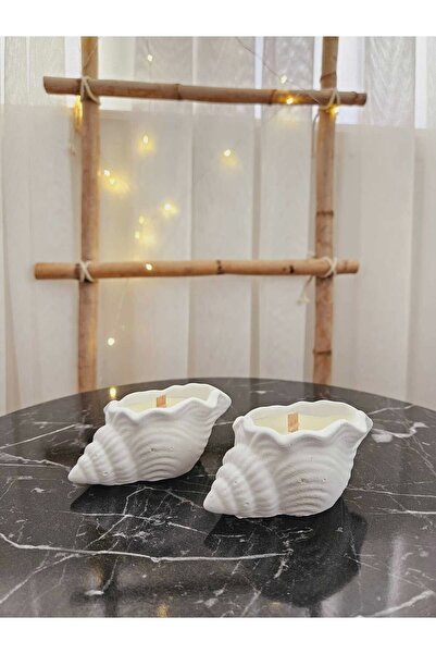 DNZ DEKOR Dekoratif Hediyelik İkili Deniz Kabuğu Mum