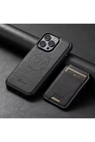 HYPERSOFT Iphone 15 (6.1 inç) Uyumlu Stant Olabilen Cüzdanlı Deri Magsafe Kılıf