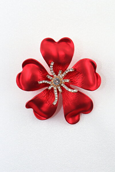 KEEBA Akdeniz tutkusu Laden çiçeği broş kadifemsi kırmızı pırlanta tomurcuklu...