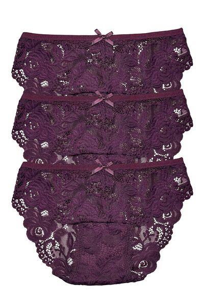 Gizli Butik Set de chiloți Bato din dantelă pentru femei violet din 3 piese