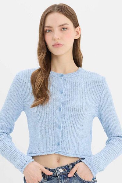 DeFacto Tricotaj cu nasturi pentru guler de bicicletă, slim fit, cardigan E4613ax