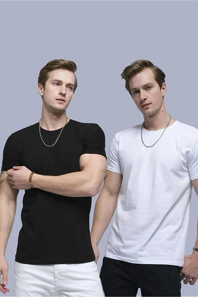 Oksit Ftx 2 пакета Slim Fit мъжка тениска с кръгло деколте от ликра