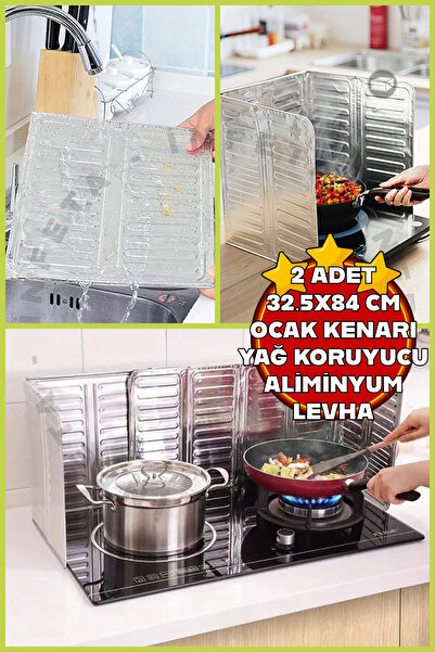 İnfeta 2 Adet FOLYO Ocak Yağ Sıçrama Koruyucu Katlanır Alüminyum FOLYO Silini...