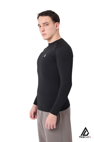 Musclex Spor Tekstil تي شيرت رجالي أسود بأكمام طويلة مضغوط للياقة البدنية من كروسفيت للياقة البدنية في الهواء الطلق