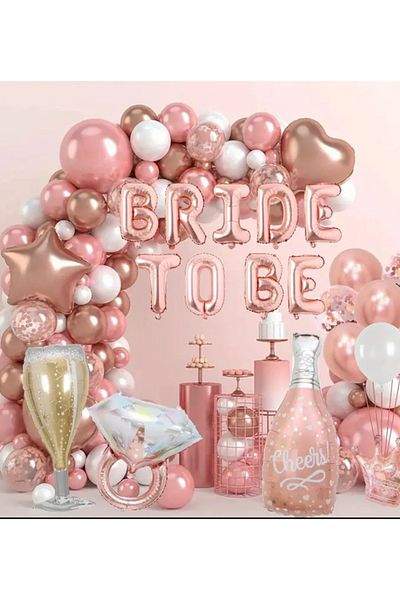 Çemrek Süs Parti Bride to Be Balloon Chain and Foil Balloon Set 87 Pieces