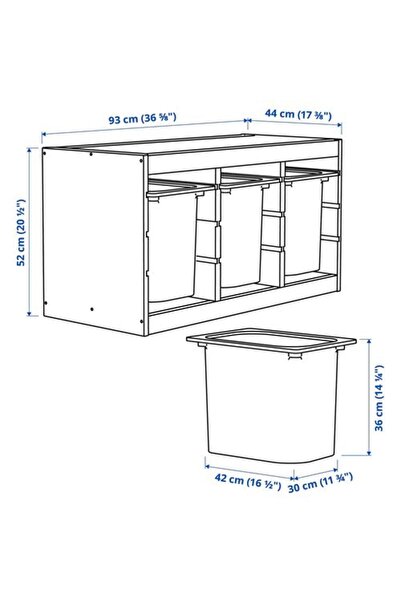 IKEA TROFAST, saklama ünitesi, çam-beyaz, 93x44x52 cm