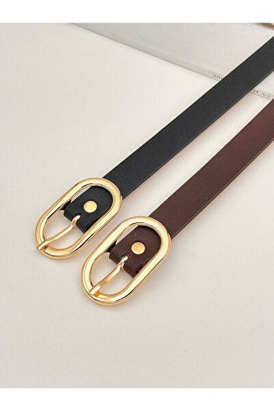 Descoin Set de 2 catarame ovale aurii pentru femei, centură, centură pentru h...