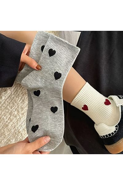 çorapmanya 5 чифта многоцветни дамски колежански чорапи за тенис с шарки на сърца