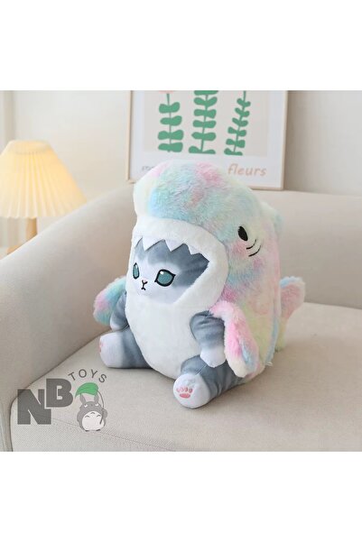 NB market MOFUSAND köpekbalığı kostümlü kedi peluş oyuncak renkli 25cm yeni seri