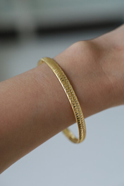 Yenigün Kuyumculuk 8 Ayar Altın Şerit Desenli Şarnelli Bilezik 2