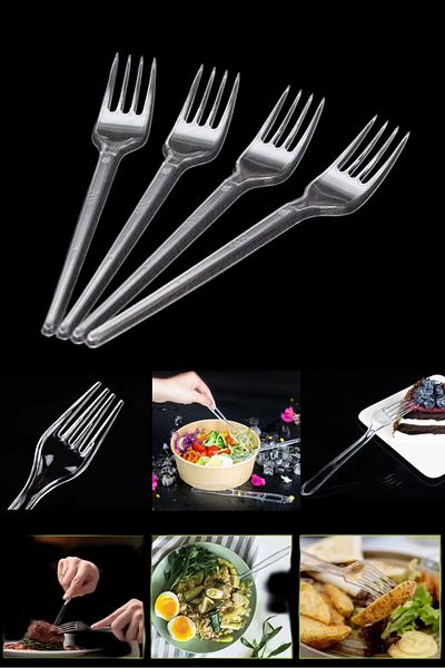Özkan Ambalaj Temizlik 50 Pieces Medium Quality Eco Plastic Dinner Forks Disposable Forks