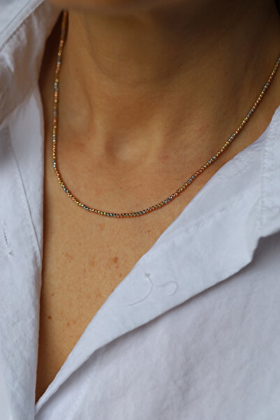 Yenigün Kuyumculuk 14 Ayar Altın Üç Renkli Dorika Kolye