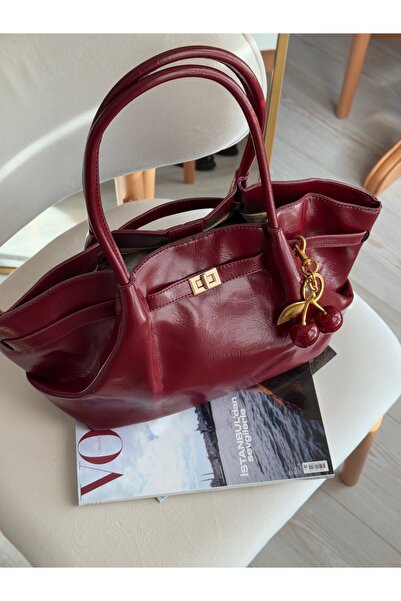 mèche atelier since 2024 Bordó bőr nagy méretű táska