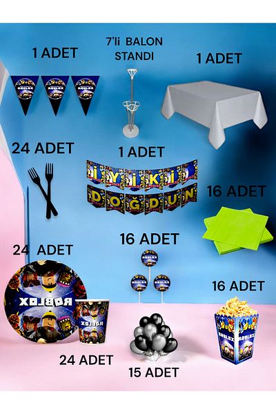 VibeHome 24 Person Roblox Themed 2XL Pack - Birthday Party & Fun Events