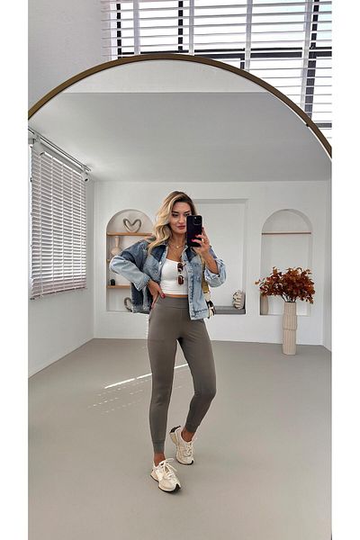 Sezgi Tekin Comfortlux Modal Khaki Jogger Pants with Pockets
